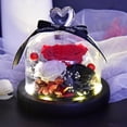 thumbnail image 4 of Eternal flower decoration three roses love glass cover dried flowers holiday gifts birthday gifts for family and friends-Red black and white, 4 of 5