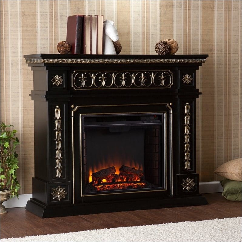 Southern Enterprises Donovan Electric Fireplace in Black by Southern Enterprises, Inc