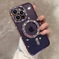 thumbnail image 4 of High-grade Glitter Rhinestones Phone Case For iPhone 16 15 11 12 13 14 Pro Max 16 Plus Magsafe Magnetic Clear Lens Protect Cover Pink For iPhone 15 ProMax, 4 of 6