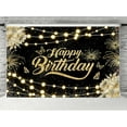 thumbnail image 4 of Black Golden Happy Birthday Backdrop, 8 x 6 ft Golden Gliiter Floral Background Woman Man Kids Birthday Party Banner Supplies Decoration Polyester, 4 of 5