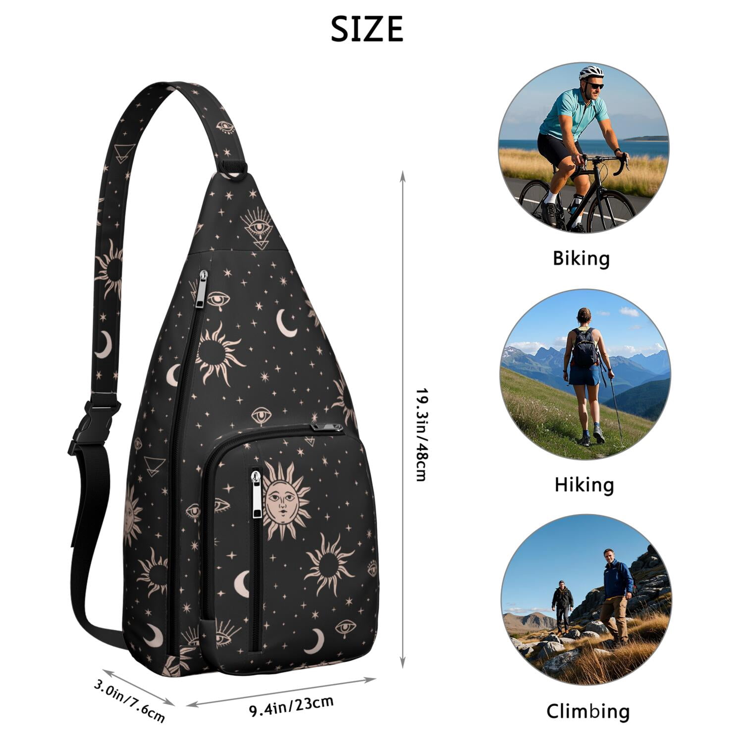 Gothic Moon Sling Backpack - Dark Celestial Starry Night  display picture 1