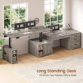 thumbnail image 4 of SEDETA 70.9" L Shaped Standing Desk with Storage, Convertible Height Adjustable Electric Sit Stand Desk with File Drawers, Cabinet, Monitor Shelf & Charging Port, Grey, 4 of 9