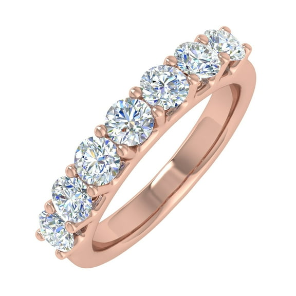 1 Carat 7-Stone Diamond Wedding Band Ring in 14K Rose Gold (Ring Size 10) (I1-I2 Clarity)