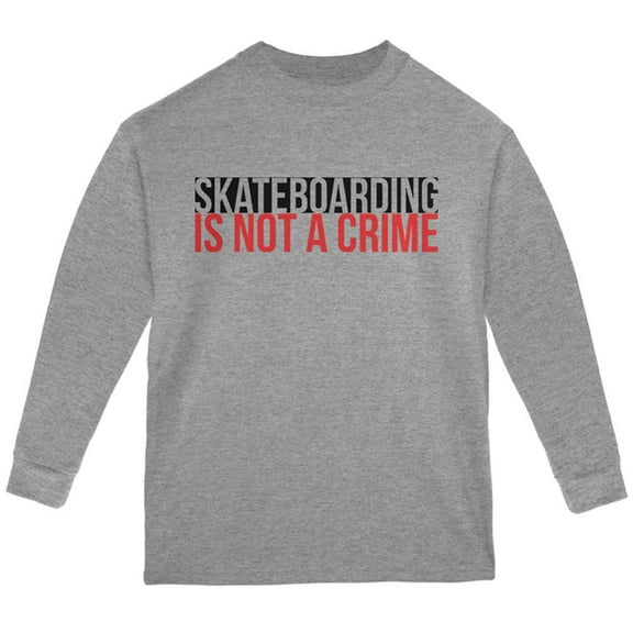 Skateboarding Is Not A Crime Youth Long Sleeve T Shirt Storm Grey YMD