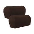 thumbnail image 2 of Funda de reposabrazos de felpa suave, antideslizante, para silla, sofá, funda elástica para el hogar y la oficina. Café oscuro, 2 of 9
