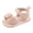 Light Pink, variant on WUANDIXFA Baby Girl Sandals Toddler Girls Shoes PU Leather Soft Rubber Sole Open Toe Summer Sandals With Flower Princess Flat Shoes (Pink, 4)
