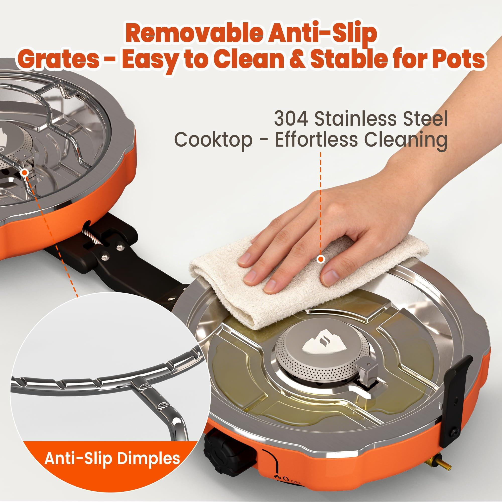 20 000 Btus 2 Burner Propane Camping Stove  Portable Folding Camp With Adjustable Burners Regulator And Carrying Bag Dual Gas Stoves Easy Handle For Tailgating Bbq