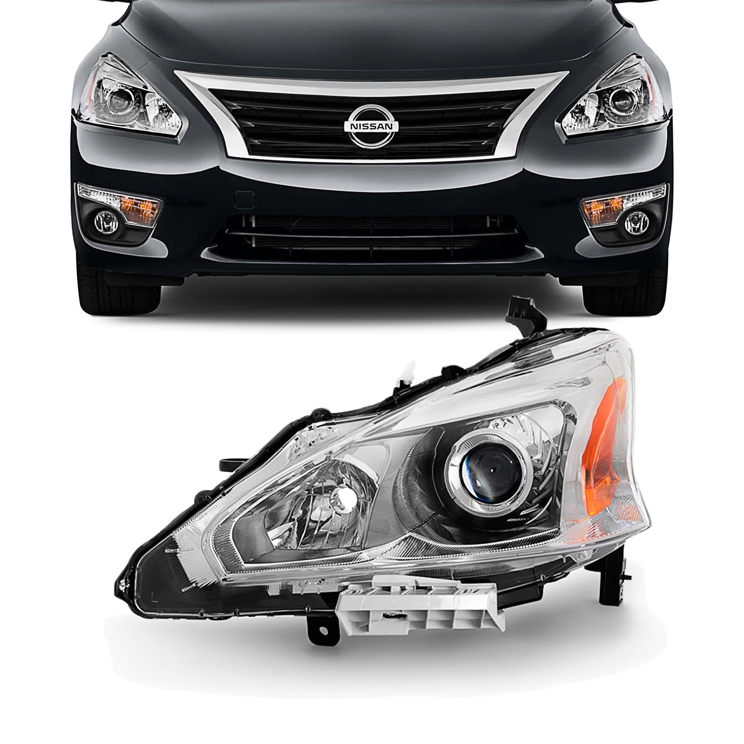 AUTOSAVER88 Headlight Assembly Compatible with 2013-2015 Nissan Altima Chrome Housing 