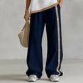 thumbnail image 5 of Admvng Women's Side Button Striped Wide Leg Pants Casual High Waist Lightweight Daily Trousers, 5 of 6