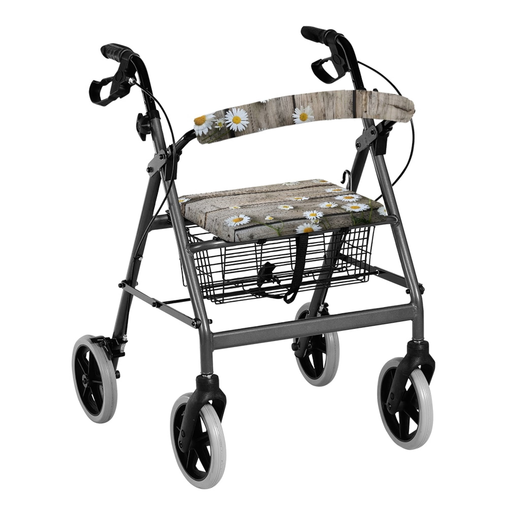 COEQINE Daisy Wood Medical Products Rollator Walker Seat & Back Cover Universal Rollator Walker Seat and Backrest Covers Drive Rollator Seat Cover for Seniors Using Walking Aids