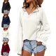thumbnail image 3 of Camisa Manga Larga Empalme Cuello En V Adorno De Volantes Color Sólido Camisa Cómoda De Mujer Blanco L, 3 of 5