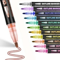 24 Colors Double Line Outline Markers, Glitter Markers, Outliner Pens, Doodle Dazzles Shimmer Marker Set, Dot Markers, Metallic Markers, Drawing Supplies, Sharpie Creative Markers, Outline Pens