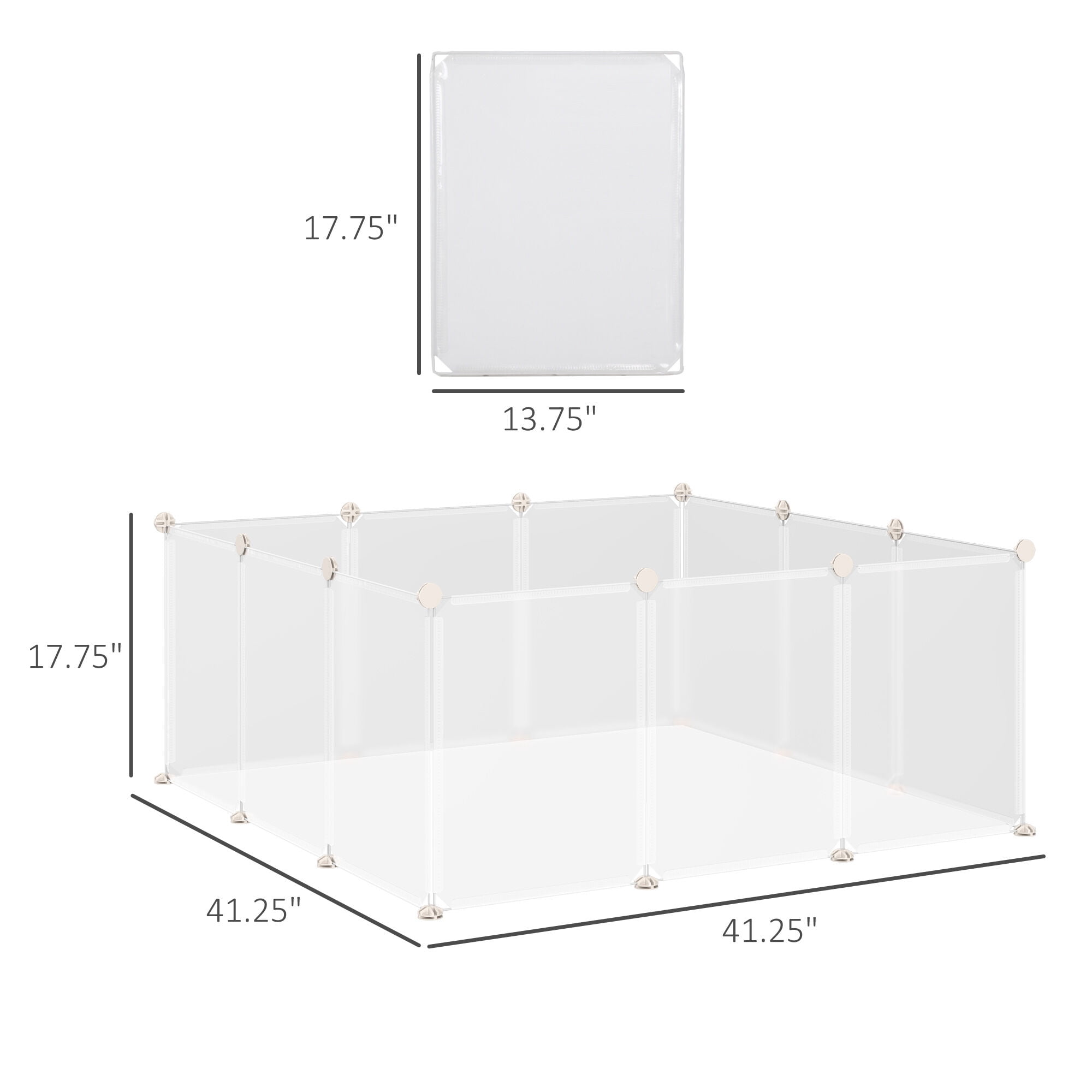 Pet Pens & Hutches PawHut Pet Playpen DIY Small Animal Cage Open Enclosure Portable Plastic Fence 12 Panels for Bunny Chinchilla Guinea Pig White, 18" x 14",Dog Pens