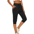 thumbnail image 3 of Diufon Pull On Capris for Women High Waist Drawstring Golf Yoga Cropped Pant Running Jogger Capri Pants with Pockets, 3 of 9