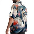 thumbnail image 3 of Swan Men's Casual Hawaiian Shirt Printed Button Down Short Sleeve Summer Beach Shirts Unisex, 3 of 6