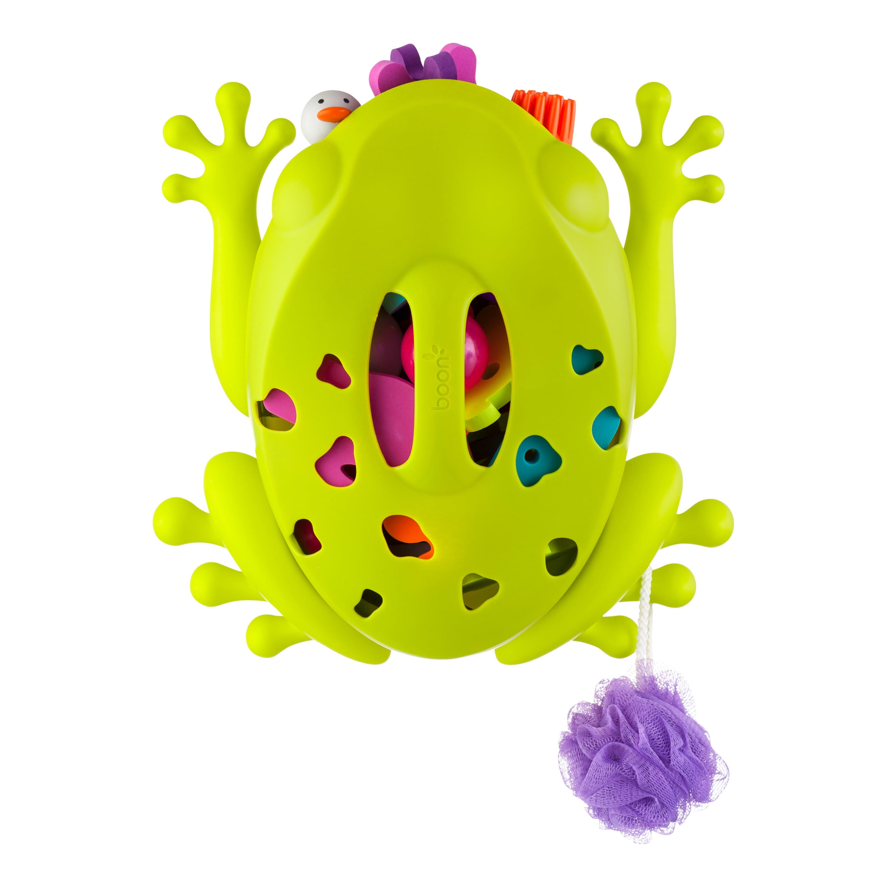 Boon Frog Pod Bath Toy Scoop, Store and Organize Bath Toys with Wall-Mounted Base