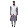 thumbnail image 1 of Atasi Cotton Mens Kurta Pajama With Jacket Indian Mandarin Ethnic Wear Set, 1 of 5