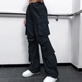thumbnail image 2 of WTXUE Cargo Pants For Women High Waisted, Scrub Pants 2024 Cargo Pants Woman Relaxed Fit Waisted Zipper Slim Drawstring Waist Pockets, Slacks Pantalones De Mujer, Purplish blue, 2 of 8