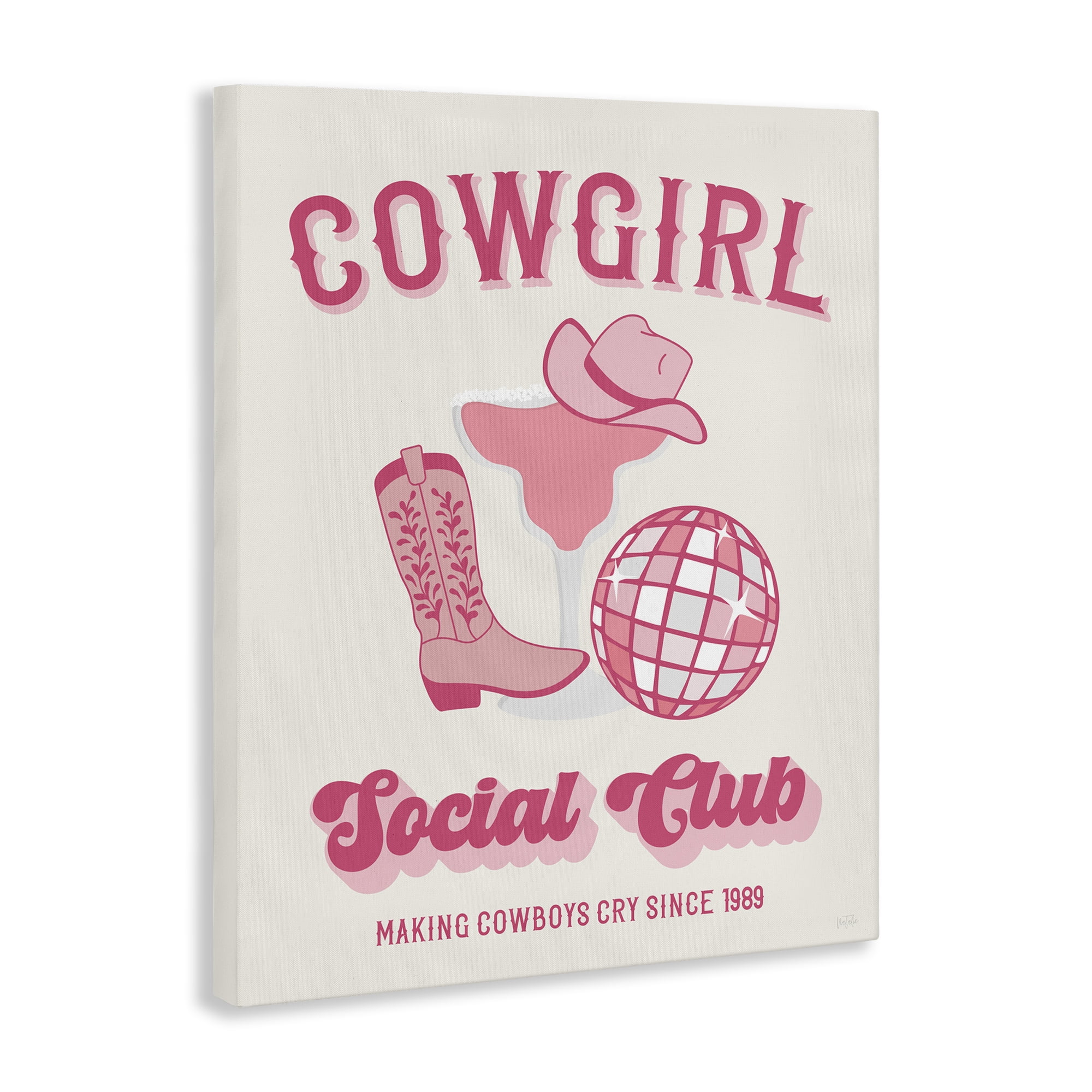 Stupell Industries Cowgirl Social Club Entertainment Painting Wrapped Canvas Art Print Wall Art, 16 x 20