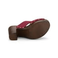 thumbnail image 5 of BLISSFUL STEP Women's Faux Suede Platform High Block Heel Slides Sandals Burgundy 7, 5 of 7