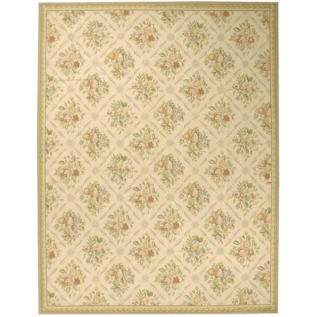 Due Process Stable Trading Aubusson Arras Ivory & Beige Square Area Rug, 6 x 6 ft.