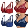 thumbnail image 2 of Women Embroidery Floral Lace Bra Underwire 3/4 Cup Bralette Unlined Non-Padded Push up Brassiere, 2 of 9