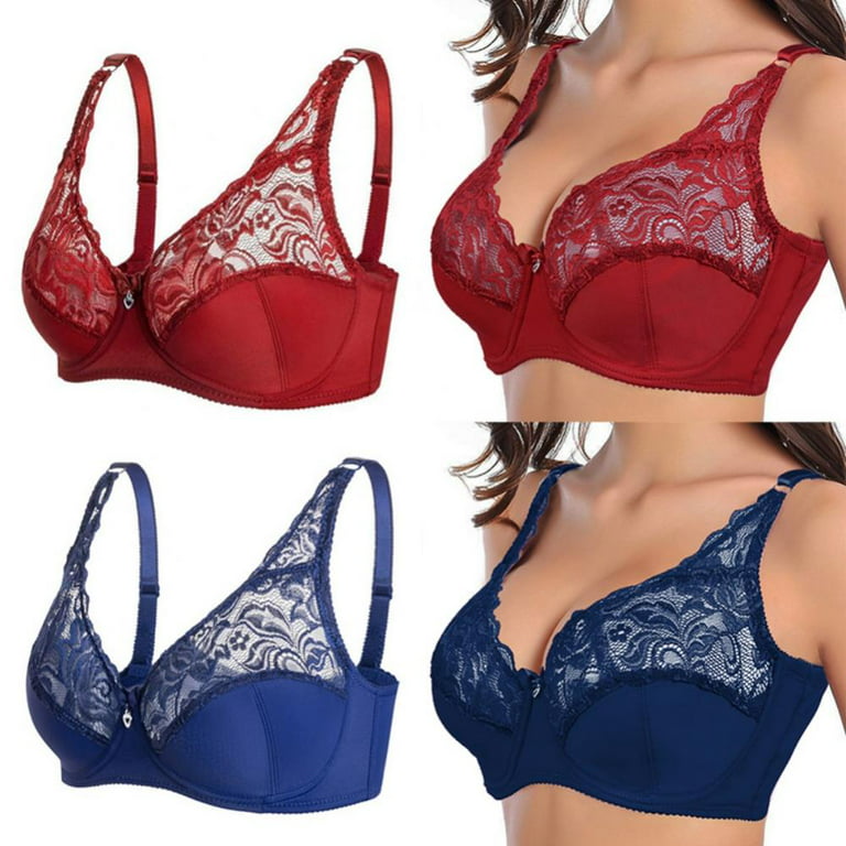 Buy Lace Bra Plus Size A B C D Cup Underwire Gather Adjustment Plunge  Lingerie Bras for Embroidery Underwear BH Top White Cup Size C Bands Size 36  at