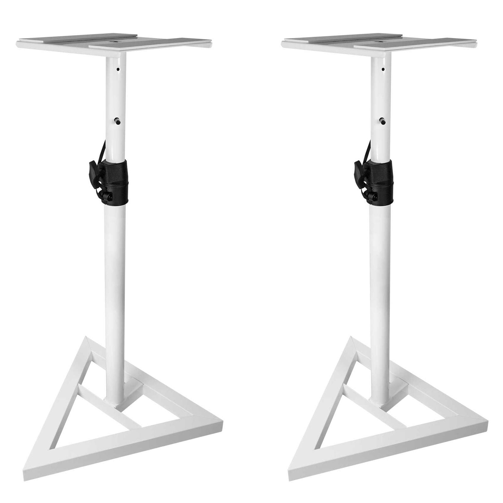 2) Rockville White Home Audio Stands w/ Adjustable Height For Bookshelf
