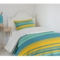 thumbnail image 4 of Ambesonne Yellow and Blue Quilted Bedspread Set 2 Pcs, Horizontal Modern, Twin Size, Teal Turquoise, 4 of 6
