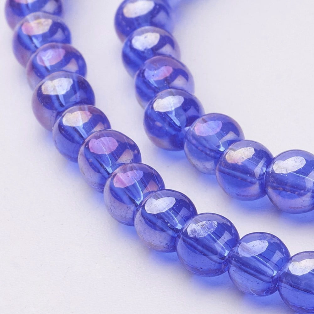 50strands Glass Bead Strands Round AB color Royal Blue 6mm Hole: 1mm about 50pcs/strand 13 inch