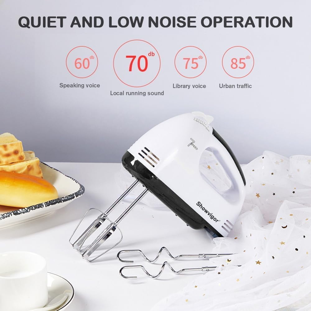 Electric Hand mixer - 7 Adjustable Speed 180W Handheld Mixer Whisk with 5 Stainless Steel Accessories, Turbo Boost/Self-Control + Eject Button Food Beater for Cakes Eggs
