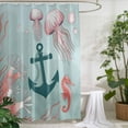 thumbnail image 2 of Xipuska Ocean Coastal Shower Curtain - Water Repellent Fabric Shower Curtains Washable, Nautical Anchor Jellyfish Coral Seahorse Decorative Polyester Cloth Bathroom Curtains Modern Bath Decor 72"x78", 2 of 6
