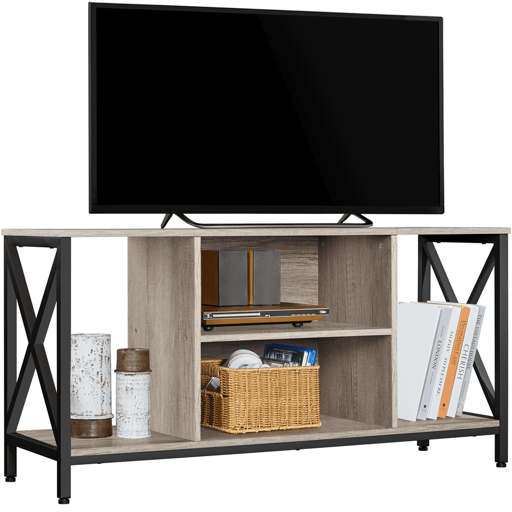 Alden Design 47inch Industrial Wooden TV Stand with Storage for Living Room, Gray