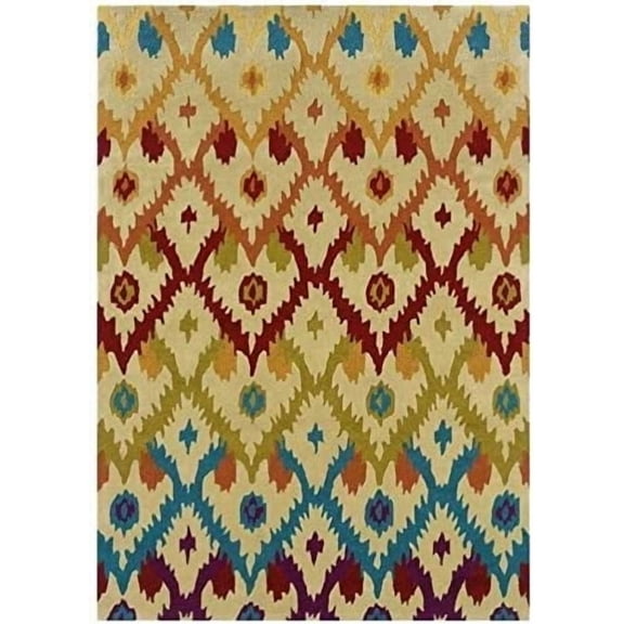 Hawthorne Collection 1'10" x 2'10" Hand Tufted Rug in Sand and Teal