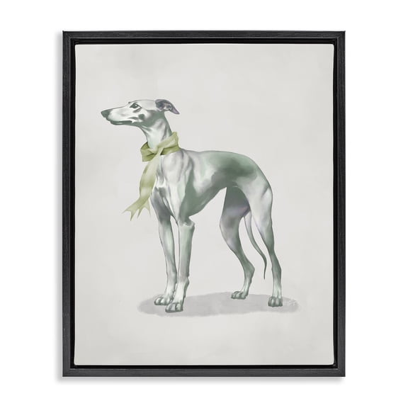 Stupell Industries Graceful Dog & Ribbon Black Framed Floater Canvas Wall Art, design by Elizabeth Medley