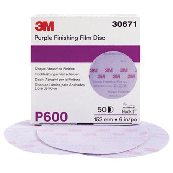 3M Hookit Purple Finishing Film Abrasive Disc 260L, 30671, 6 in, P600
