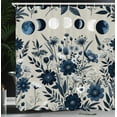 thumbnail image 3 of Ambesonne Navy Blue Shower Curtain, Moon Phases and Flowers, 69"Wx84"L, Night Blue Pale Grey, 3 of 4