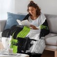 thumbnail image 4 of Green Black White Fleece Throw Blanket for Couch, Abstract Street Art Strokes Microfiber Flannel Blanket for All Season, Lightweight Soft Throw Blankets for Girls, Kids, Teens, 40"x60", 4 of 9