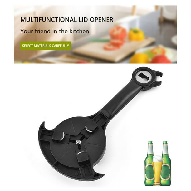 Abrelatas multifunción 3 en 1, abrebotellas y tarros para personas con manos débiles | Hoja de acero inoxidable | Mango ergonómico | Corte suave y seguro | Herramienta de cocina portátil para lata