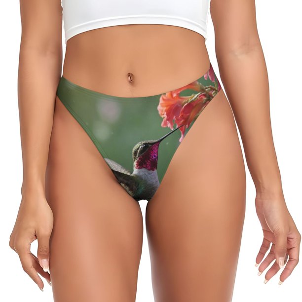 Balery Humming Bird 1 Tangas de Algodón para Mujer con Estampado – Ropa Interior Sexy, Transpirable, G-string-3X-Large