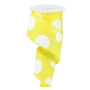 2.5" x 10 yd Giant Multi Dot yellow/white ribbon