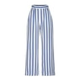 thumbnail image 4 of LEBONYARD Womens Pants Dressy Casual,Women's Summer High Waisted Wide Leg Pants Stripe Matching Yoga Gym Long Pants Blue S, 4 of 8