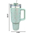 thumbnail image 2 of 40 Oz. Tumbler with Handle and Straw Mint Light Green Blue Leopard Silver 10 tall Cup lid included Insulated Stainless Steel Vacuum Travel Mug Boutique Cheetah Print, 2 of 5