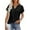 Black, variant on ECZHAW Eyelet Tops for Women Trendy Solid Color Versatile Short Sleeve Shirts Basic Business Casual V Neck Summer T-Shirts