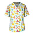 thumbnail image 1 of LINMOUA Plus Size Halloween Printed Scrub Working Uniform Tops For Men's Cross V-Neck Short Sleeve Fun T-Shirts Workwear Tee With Pockets, 1 of 3