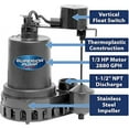 thumbnail image 7 of Superior Pump 92072 1/3 HP Pre-Assembled Submersible Remote Sink Drain Utility Water Pump. Black, 7 of 7