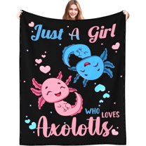 Cute Axolotl Blanket Just A Girl Who Loves Axolotl Flannel Throw Blankets Bed Bedding Room Decor Gifts for Kids Boys Girls Toddler Adult 60"x50"