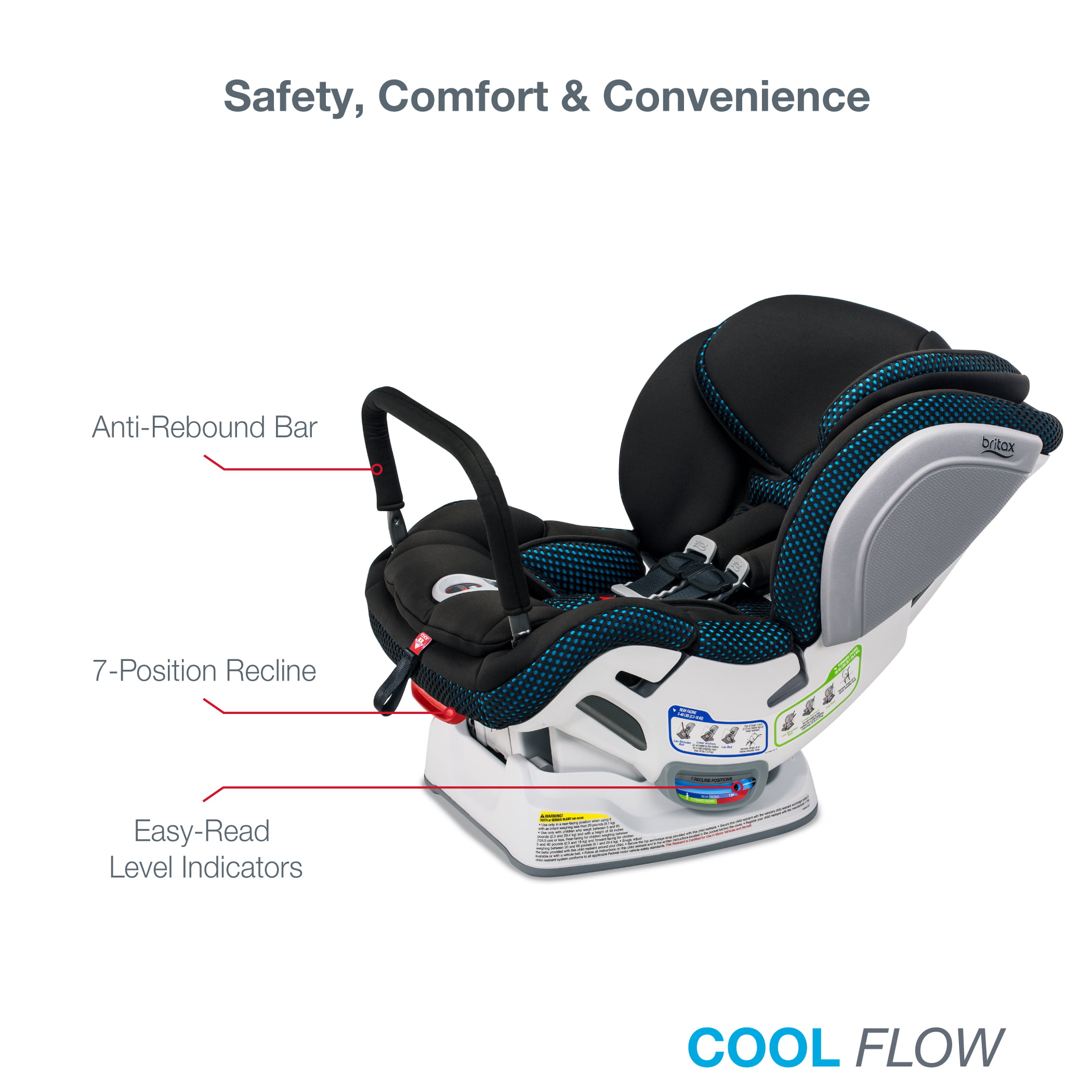 Cool Flow Grey Britax Advocate ClickTight Anti-Rebound Bar Convertible Car Seat 