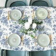thumbnail image 4 of Blue Floral Tablecloth Square Chinoiserie Flowers Fabric Table Cloth Washable Table Cover for Picnic Dinner Table Decoration, 60 x 60 Inch, 4 of 6