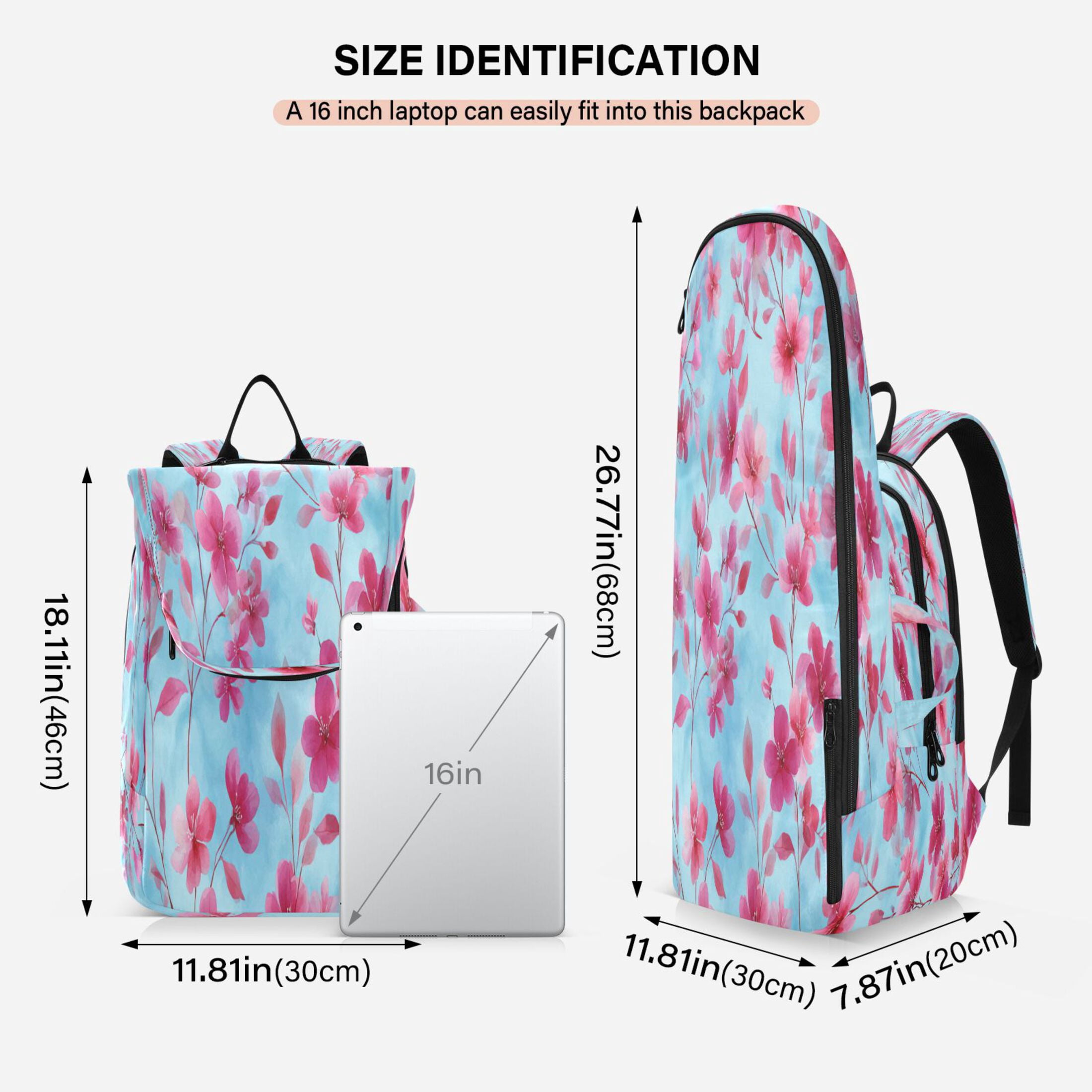 2 Racquet Holder Tennis Backpack Tennis Racket Covers Gym Bags Cute Pink Delicate Flowers